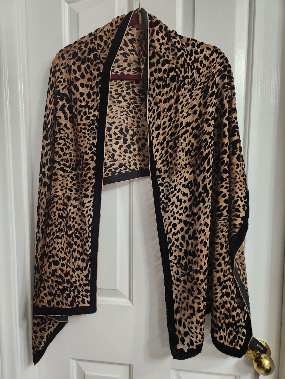 Avenue Plus Size Leopard Print Sheer Burnout Scarf Wrap Trimmed Edge